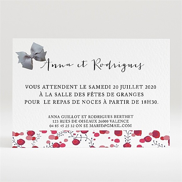 Carton d'invitation mariage Noeud et Liberty réf.N120220