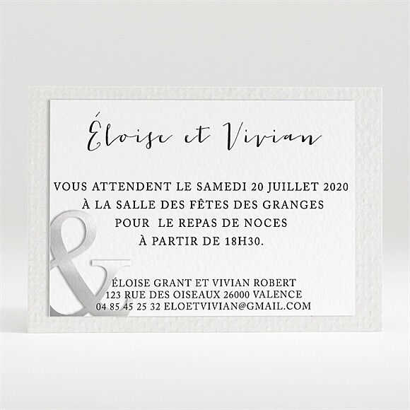 Carton d'invitation mariage Esperluette et étiquettes réf.N120221