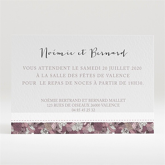 Carton d'invitation mariage Invitation fleurie réf.N120224