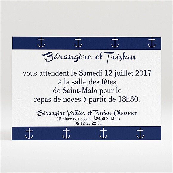Carton d'invitation mariage Les Ancres du Mariage réf.N120230