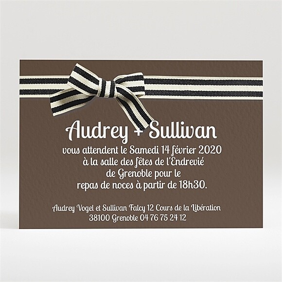 Carton d'invitation mariage Chocolat et étiquettes réf.N120231