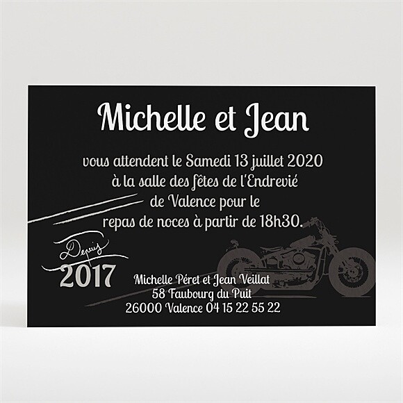 Carton d'invitation mariage Amour et Vitesse réf.N120233