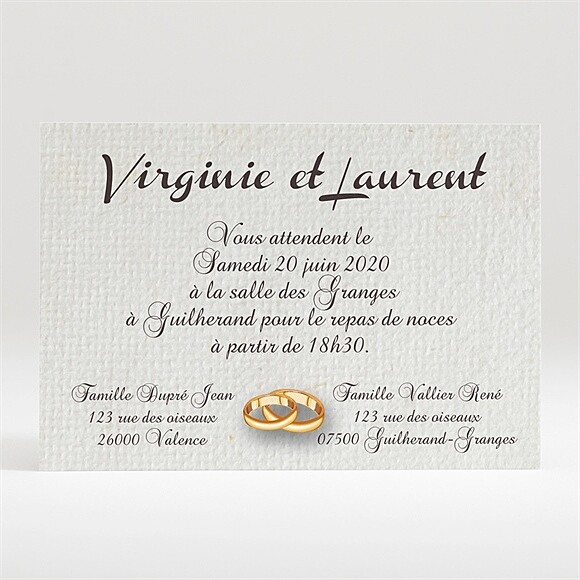 Carton d'invitation mariage Notre Parchemin réf.N120254