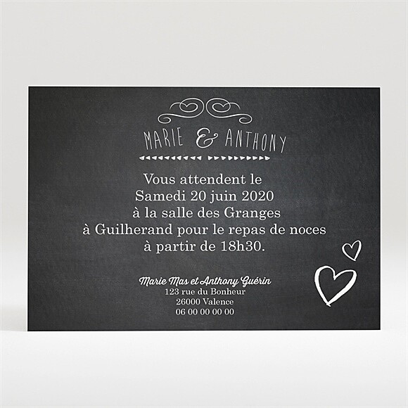 Carton d'invitation mariage Photomaton et ardoise réf.N120261