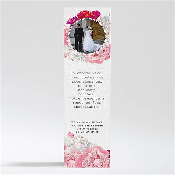 Remerciement mariage Jolies fleurs roses réf.N200298