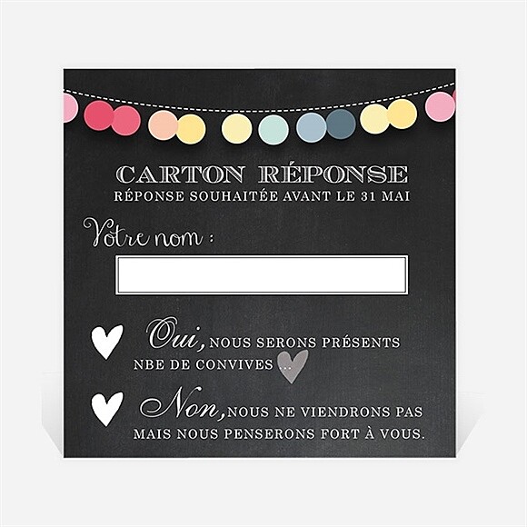 Carton réponse mariage Ardoise créative réf.N300347