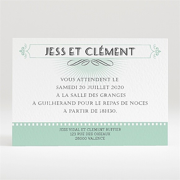 Carton d'invitation mariage Ticket cinema réf.N120292