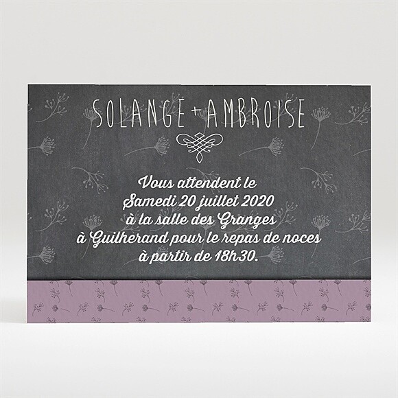 Carton d'invitation mariage Découpe ardoise photo réf.N120300