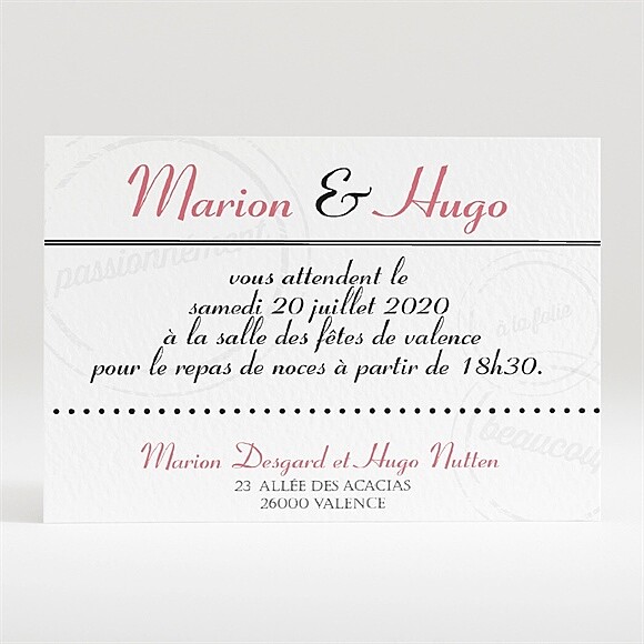 Carton d'invitation mariage Photomaton et tampons réf.N120305
