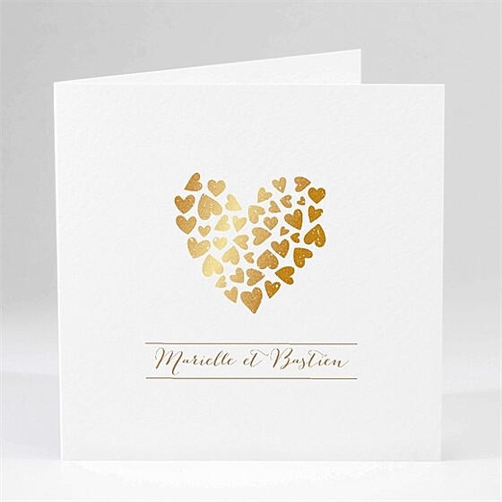 Faire-part mariage coeur doré