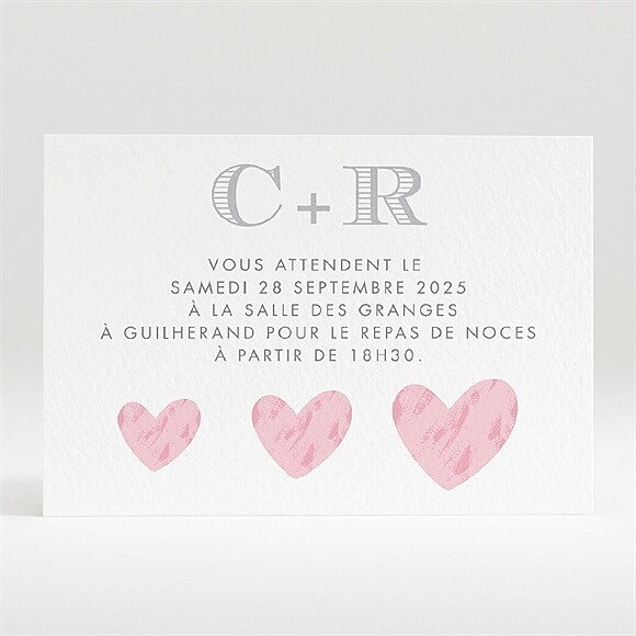 Carton d'invitation mariage Coeur et initiales réf.N120311