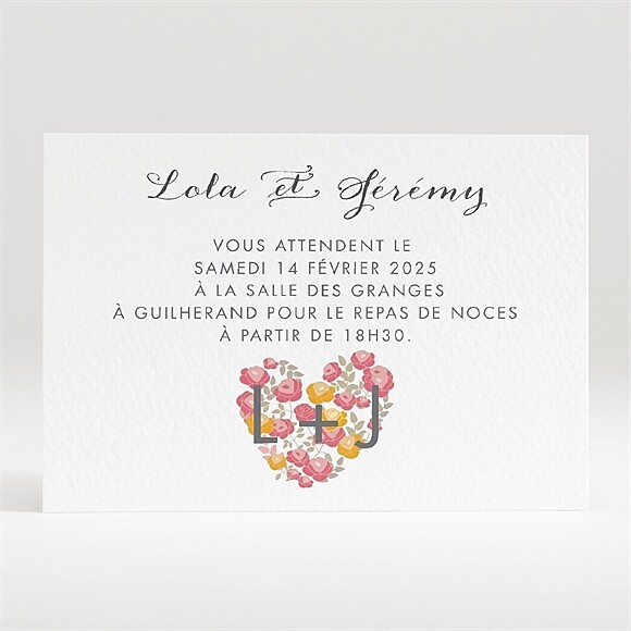 Carton d'invitation mariage Un Coeur en fleurs réf.N120314