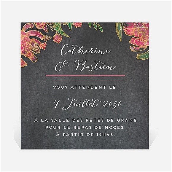 Carton d'invitation mariage Ardoise romantique réf.N300665