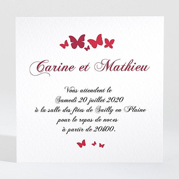 Carton d'invitation mariage Papillons en coeur réf.N300713