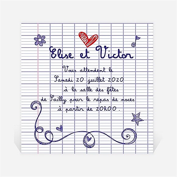 Carton d'invitation mariage Les écoliers réf.N300725