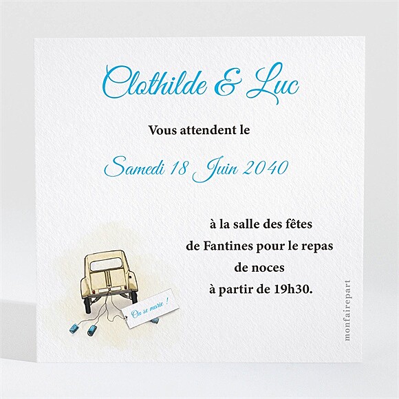 Carton d'invitation mariage La 2Cv du Bonheur réf.N300737