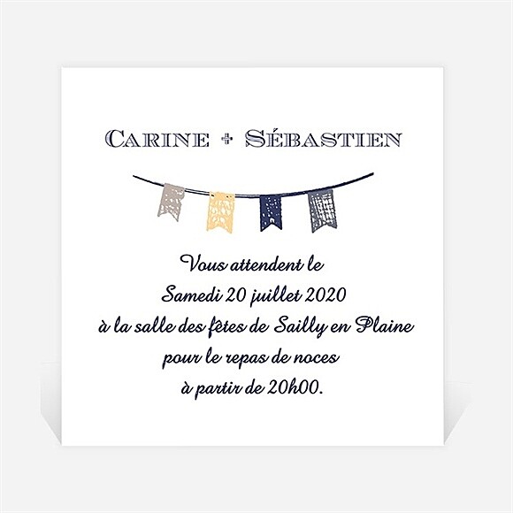 Carton d'invitation mariage Avec fanions réf.N300752