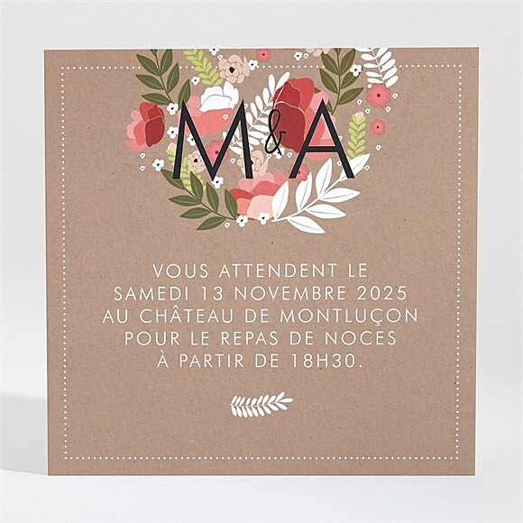 Carton d'invitation mariage Esprit campagne chic réf.N300761