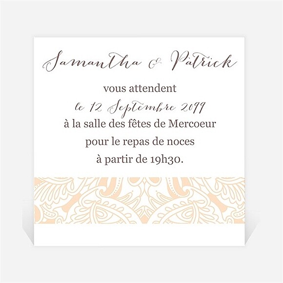 Carton d'invitation mariage Arabesque végétale et florale réf.N300804