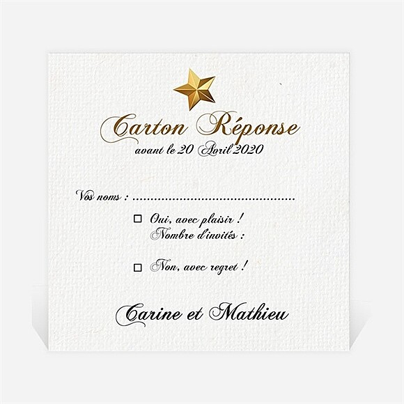 Carton réponse mariage Imitation cadre or réf.N300870