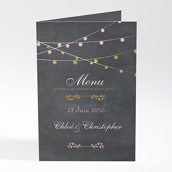 Menu mariage ardoise élégante et étiquettes