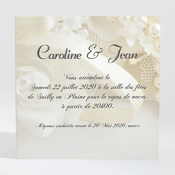 Carton d'invitation mariage Organza réf.N300906