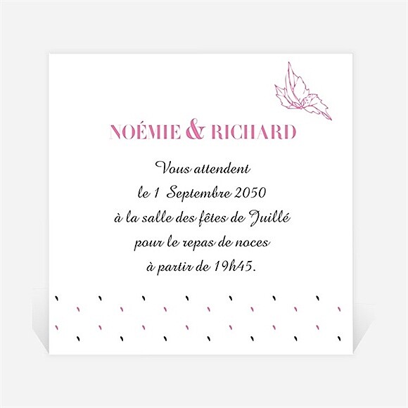 Carton d'invitation mariage Champêtre rose original réf.N300900