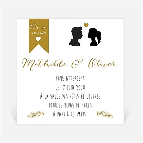Carton d'invitation mariage Profils élégants réf.N300950