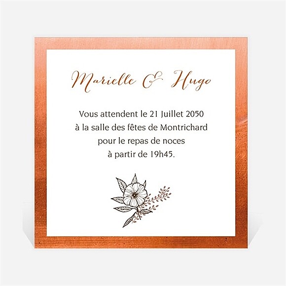 Carton d'invitation mariage Fleurs cuivrées réf.N300947