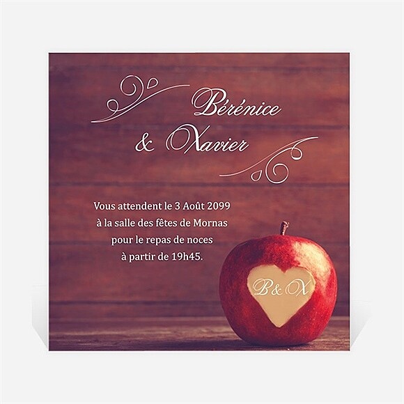 Carton d'invitation mariage La pomme de l'amour éternel... réf.N300986