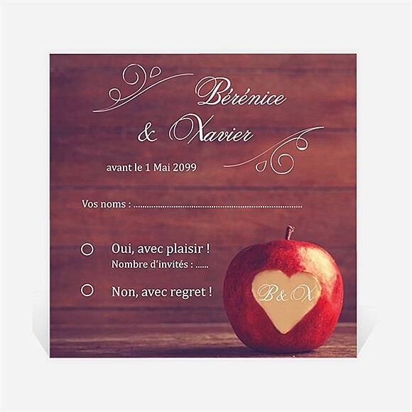 Carton réponse mariage La pomme de l'amour éternel... réf.N300987
