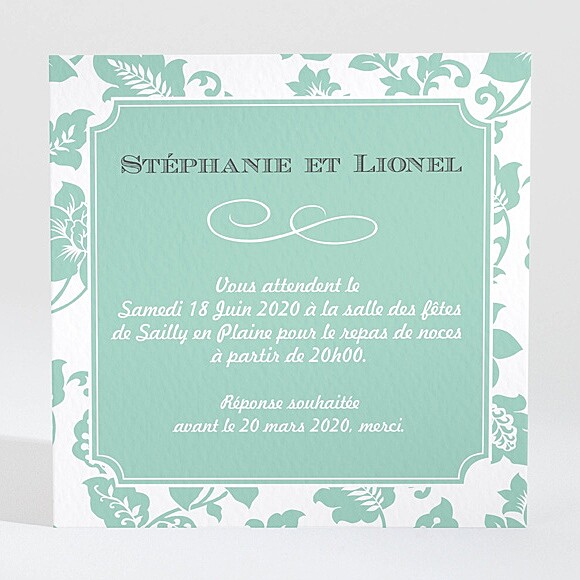 Carton d'invitation mariage Vert Amande réf.N3001004