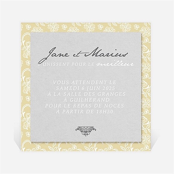 Carton d'invitation mariage Jaune et blanc réf.N3001013