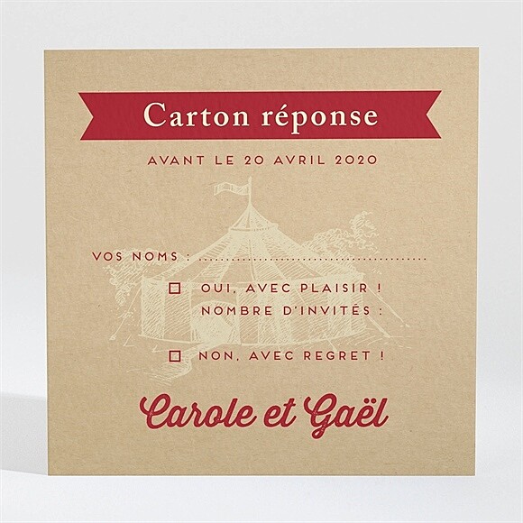 Carton réponse mariage Le Cirque réf.N3001029