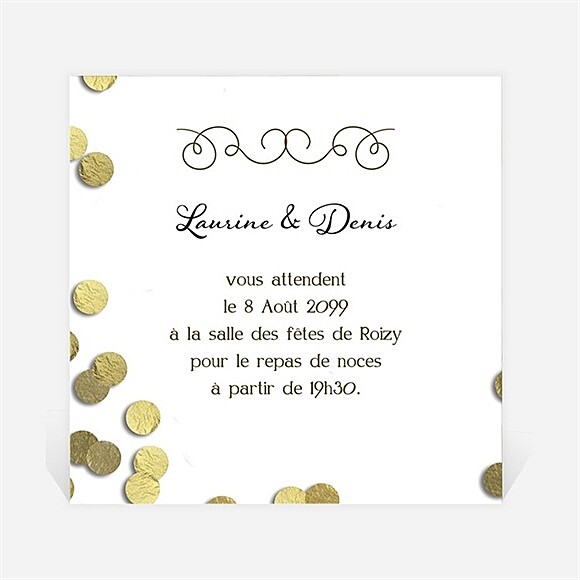 Carton d'invitation mariage Pluie de confettis dorés réf.N3001034