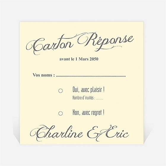 Carton réponse mariage annonce en grande photo