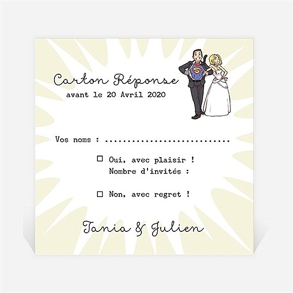 Carton réponse mariage Le Super Héros dit oui! réf.N3001114