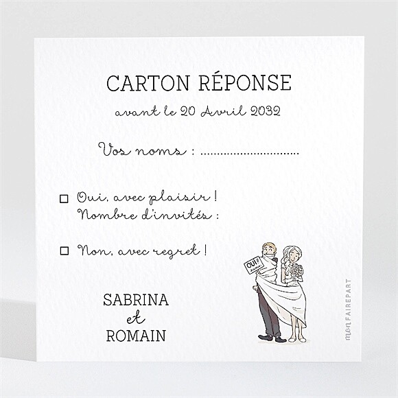 Carton réponse mariage Mariage original en humour réf.N3001117