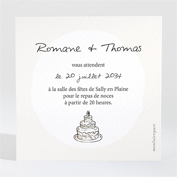 Carton d'invitation mariage Mariés illustrés réf.N3001119