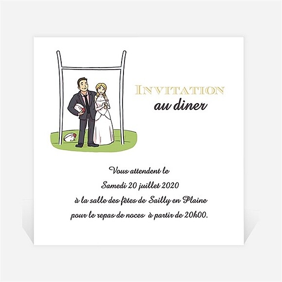Carton d'invitation mariage Humour et Rugby réf.N3001122