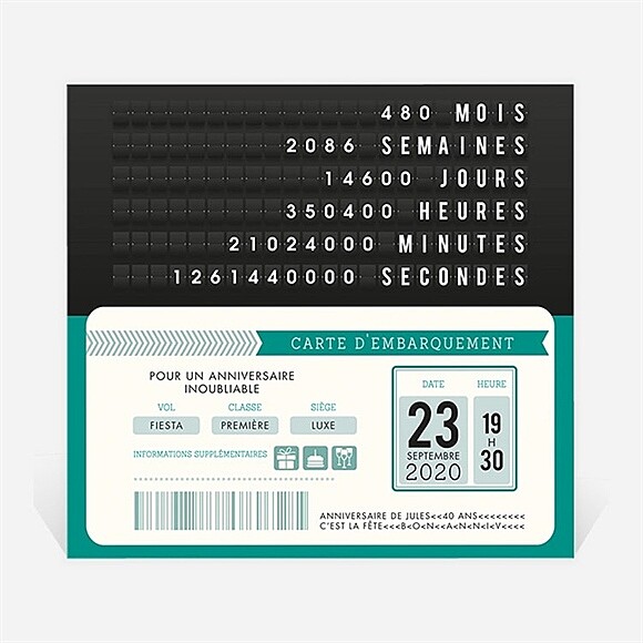 Dos de la carte