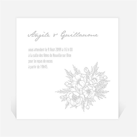 Carton d'invitation mariage Gravure florale sur photo réf.N3001211
