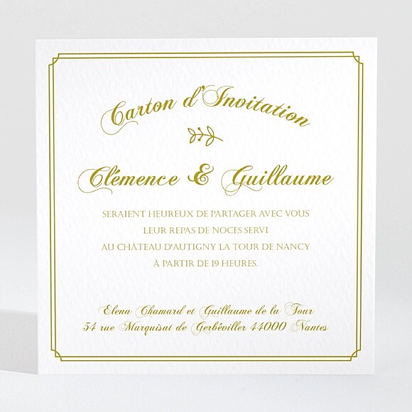 Carton d'invitation mariage Classique réf.N3001243