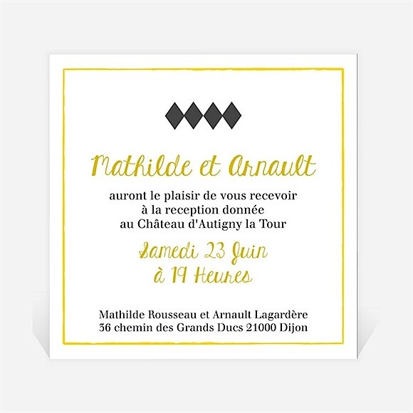 Carton d'invitation mariage Damier geometrique réf.N3001246