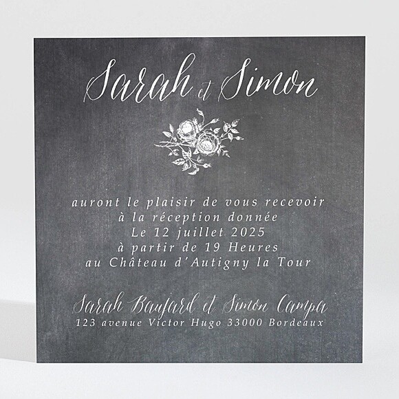 Carton d'invitation mariage Ardoise originale réf.N3001328