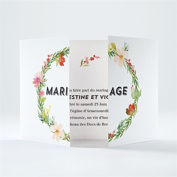 Faire-part mariage Fleurs et champetre réf.N70166