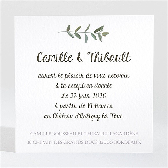 Carton d'invitation mariage Couronne d'olivier réf.N3001349