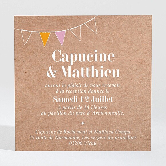 Carton d'invitation mariage Banderoles & Kraft réf.N3001359