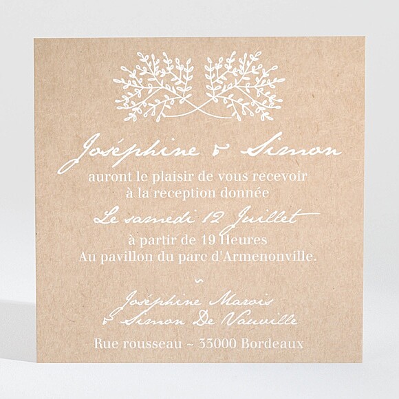 Carton d'invitation mariage Typo & Kraft réf.N3001379