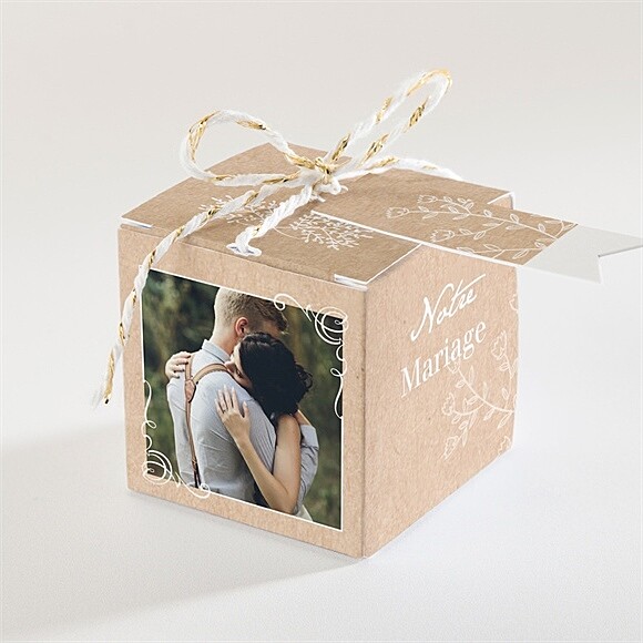 Boîte de dragées mariage Typo & Kraft réf.N34096